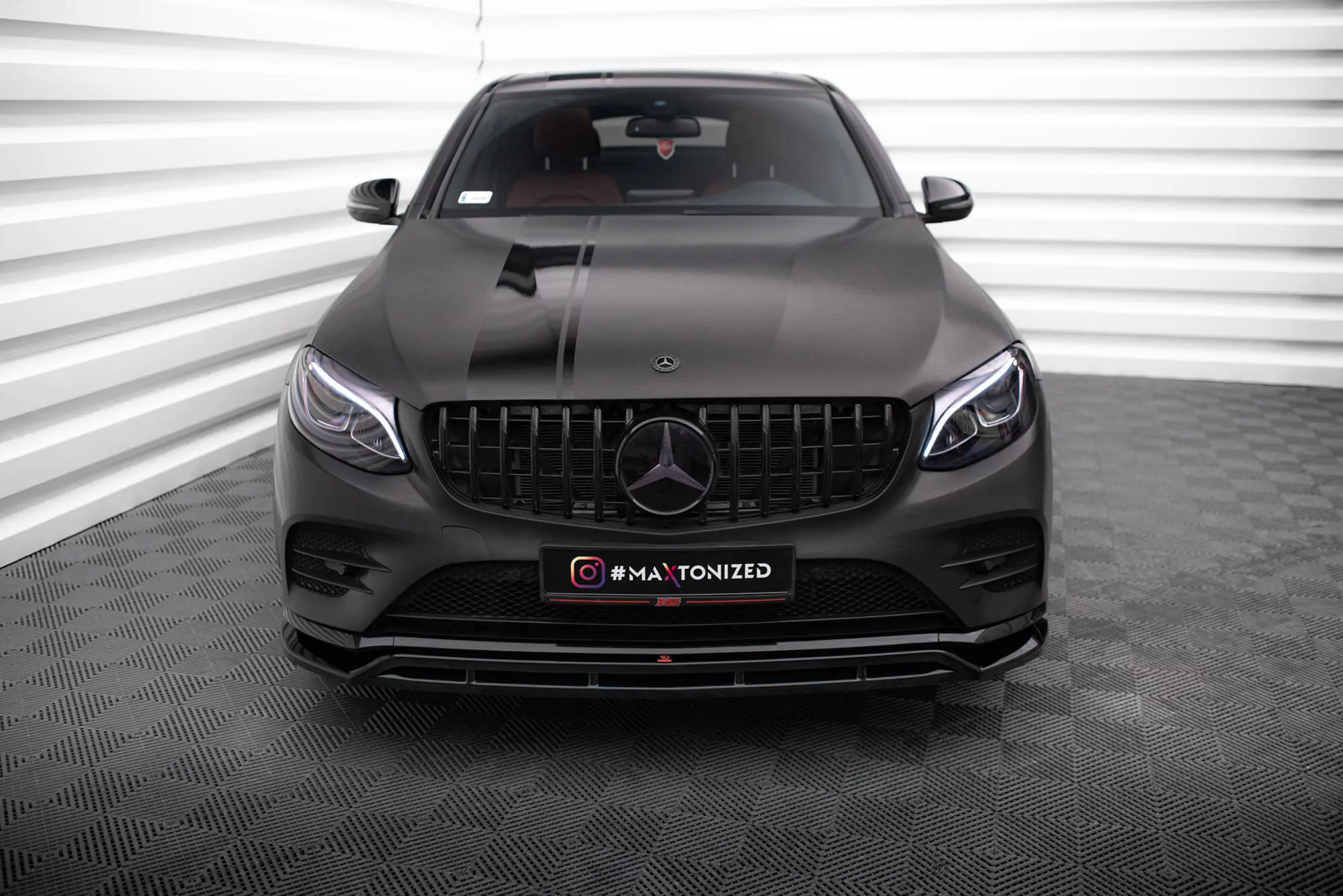 Front Ansatz Für Mercedes-Benz GLC Coupe AMG-Line C253 Facelift Schwarz Hochglanz