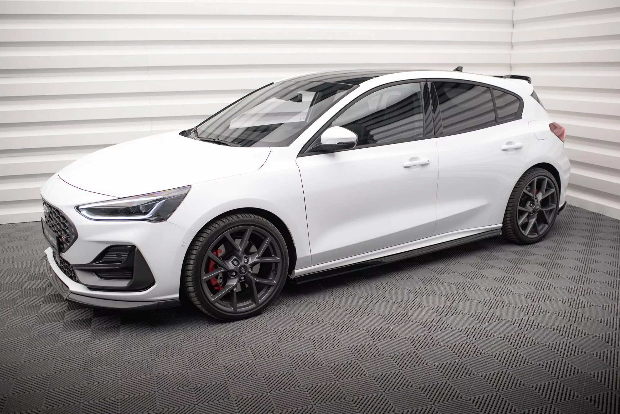 Seitenschweller Ansatz Passend Für Passend Für V.5 Ford Focus ST / ST-Line Mk4 Schwarz Hochglanz Schwarz Hochglanz