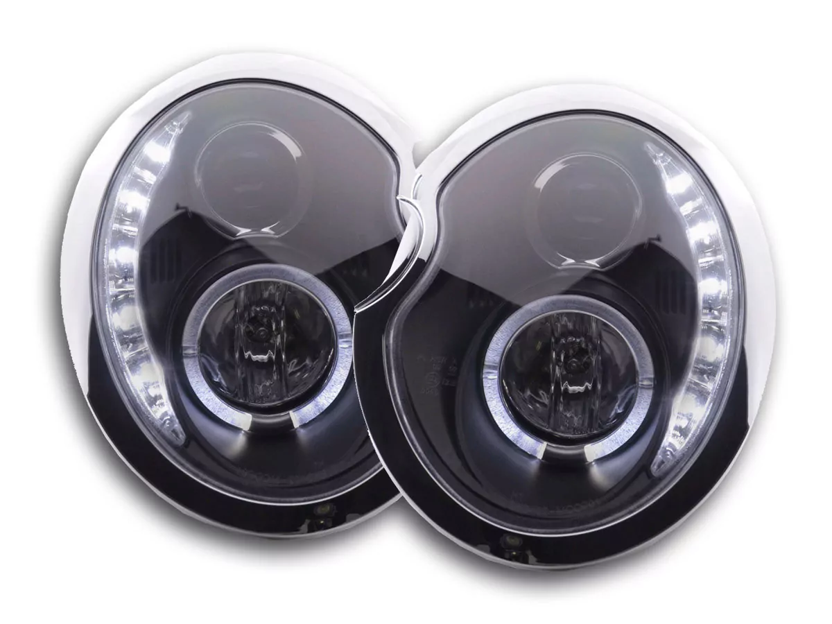 Scheinwerfer Set Daylight LED TFL-Optik Mini Cooper Typ R50 Bj. 01-06 schwarz