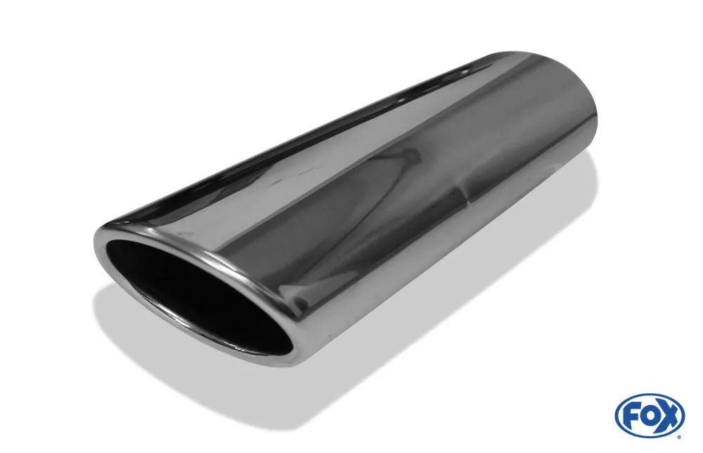 Anschweißendrohr Typ 44  106 x 71 mm / Länge: 300 mm  - oval / eingerollt / 29° abgeschrägt / mit lang gezogener Tulpe