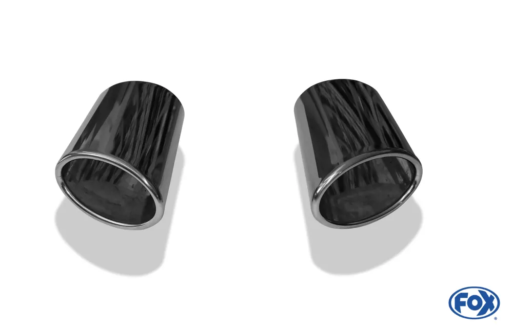 Anschweißendrohr Typ 38 - Rechts & Links  106x71 mm / Länge: 200 mm - oval  - 1x seitlich nach rechts und 1x seitlich nach links abgeschrägt / eingerollt / ohne Absorber