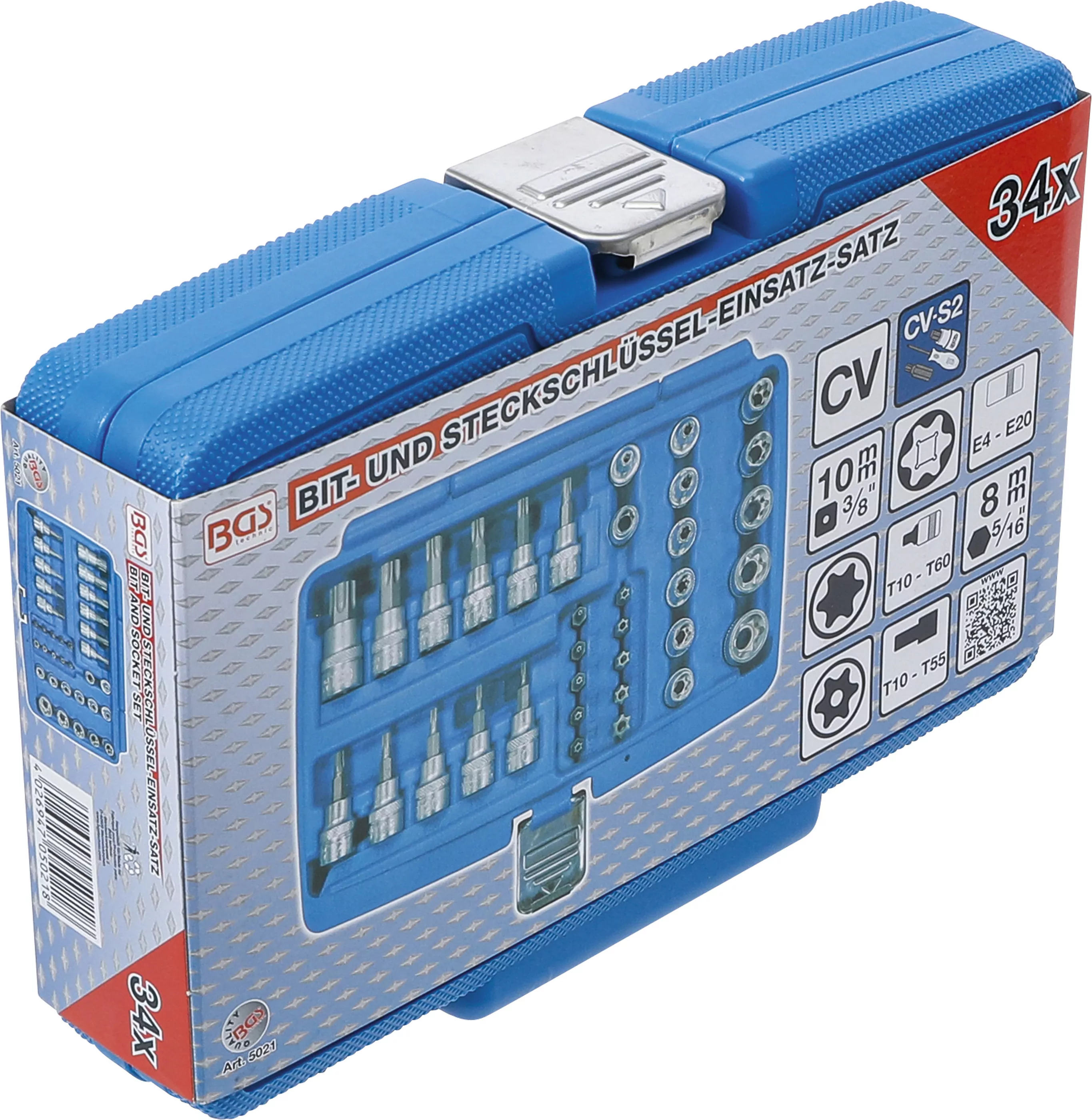 Bit- und Steckschlüsseleinsatz-Satz | 10 mm (3/8") | T-Profil (für Torx) | 34-tlg.