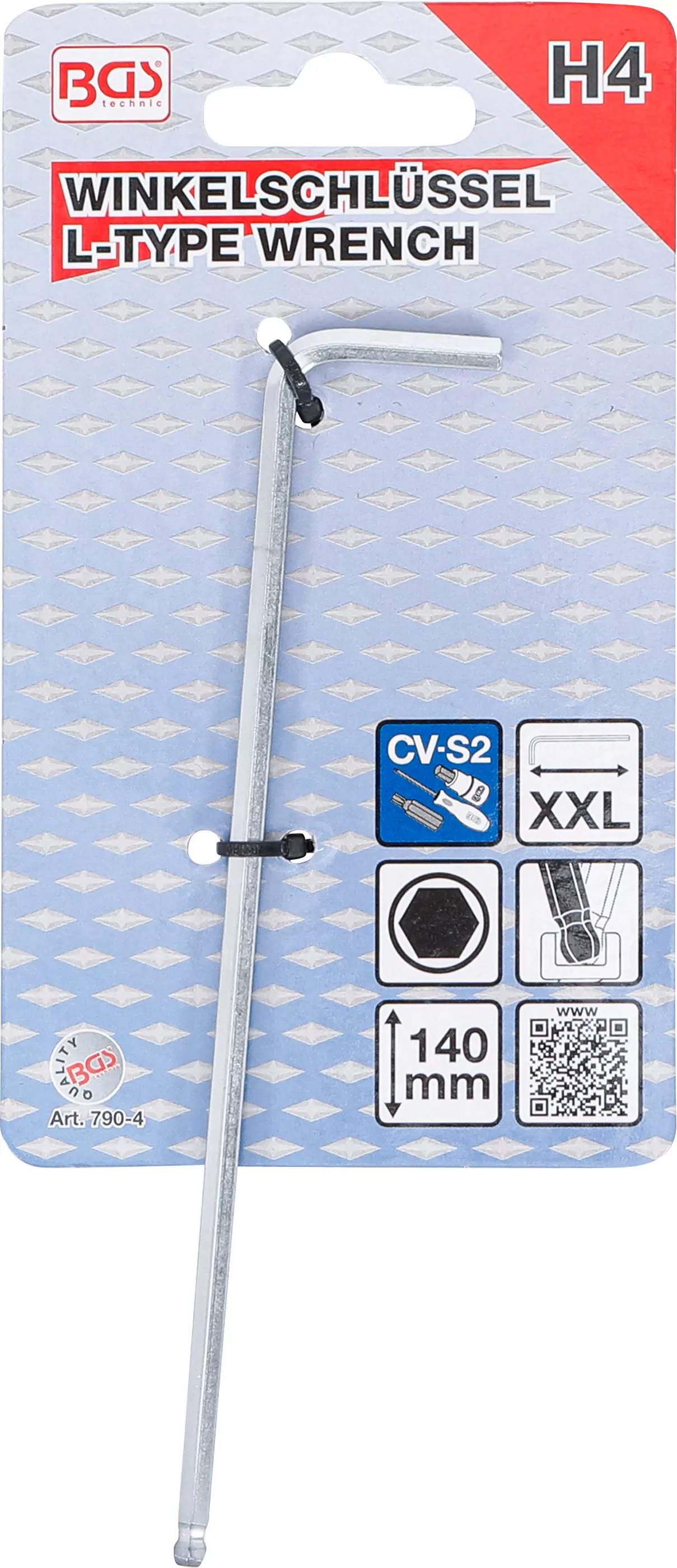 Winkelschlüssel | extra lang | Innensechskant / Innensechskant mit Kugelkopf 4 mm