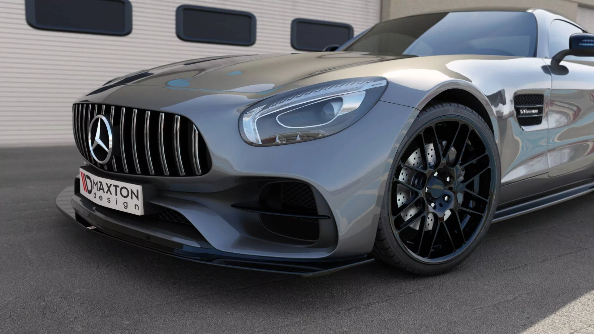 Front Ansatz Für Mercedes-AMG GT S C190 Facelift Schwarz Hochglanz