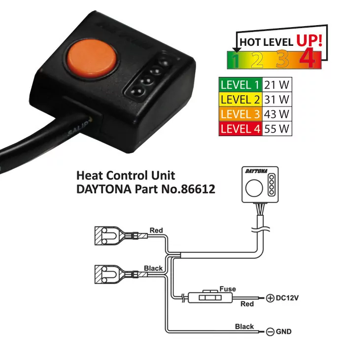 Schalter Heizgriffe Daytona | 4 fach verstellbar neue Version Type-A (86612)  