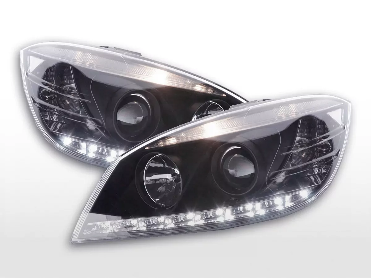 Scheinwerfer Set Daylight LED TFL-Optik Mercedes C-Klasse Typ W204 Bj. 07-10 schwarz