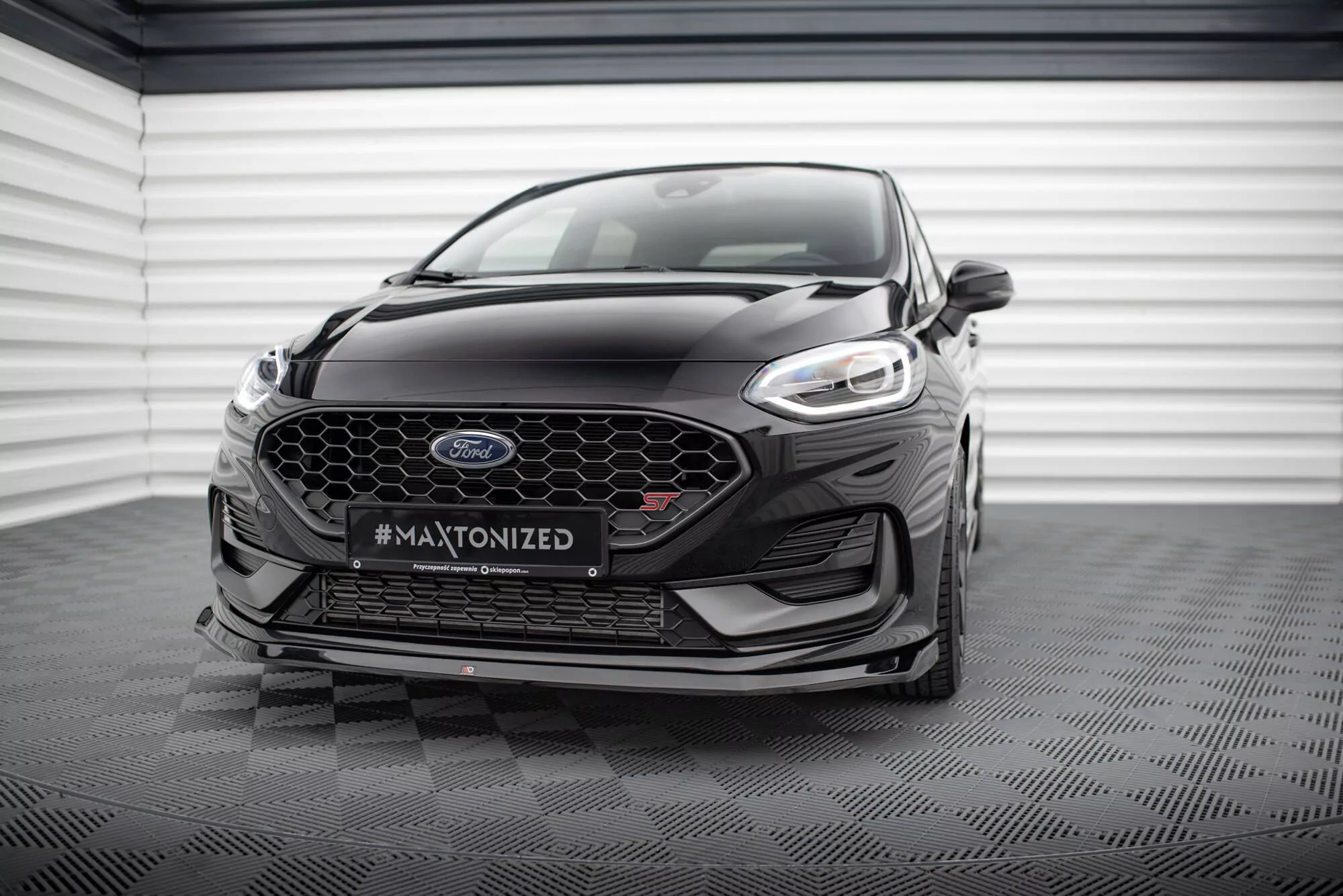 Front Ansatz V.3 Für Ford Fiesta ST / ST-Line Mk8 Facelift Schwarz Hochglanz