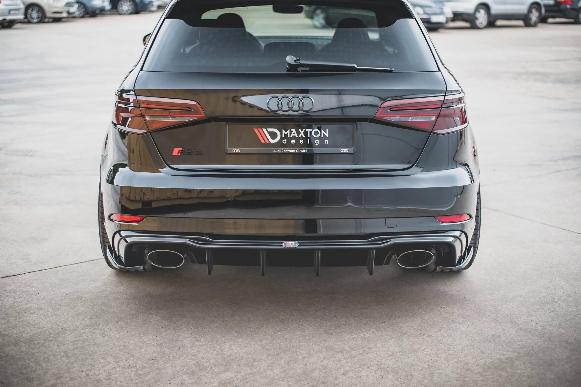 Heck Ansatz Flaps Diffusor V.2 Passend Für Audi RS3 8V Sportback Facelift Schwarz Hochglanz