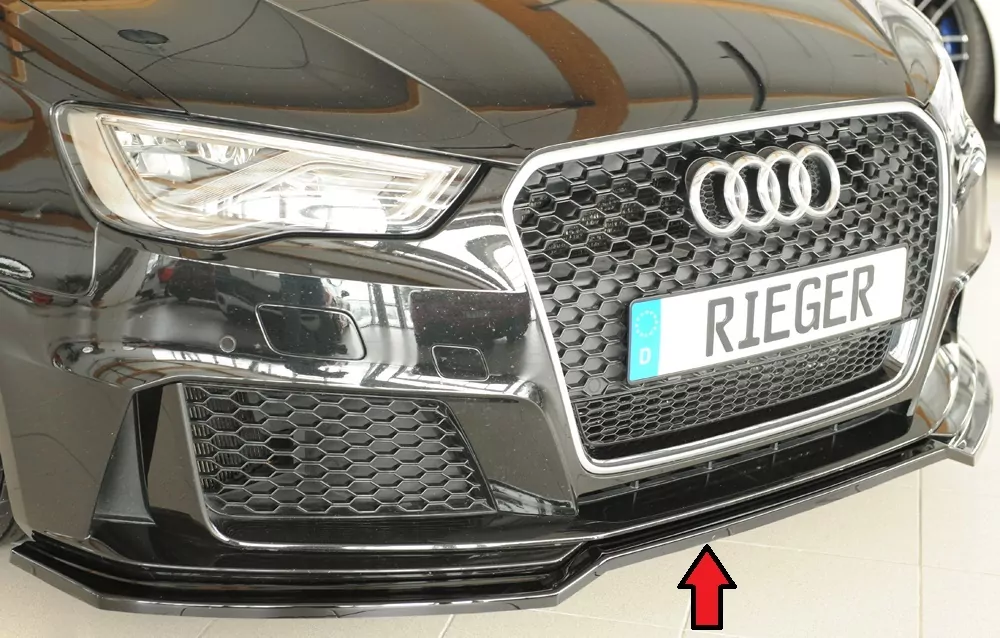 Rieger Spoilerschwert glanz schwarz für Audi RS3 (8V) 5-tür. (Sportback 8VA / 8VF) 04.15-01.17 (bis Facelift)