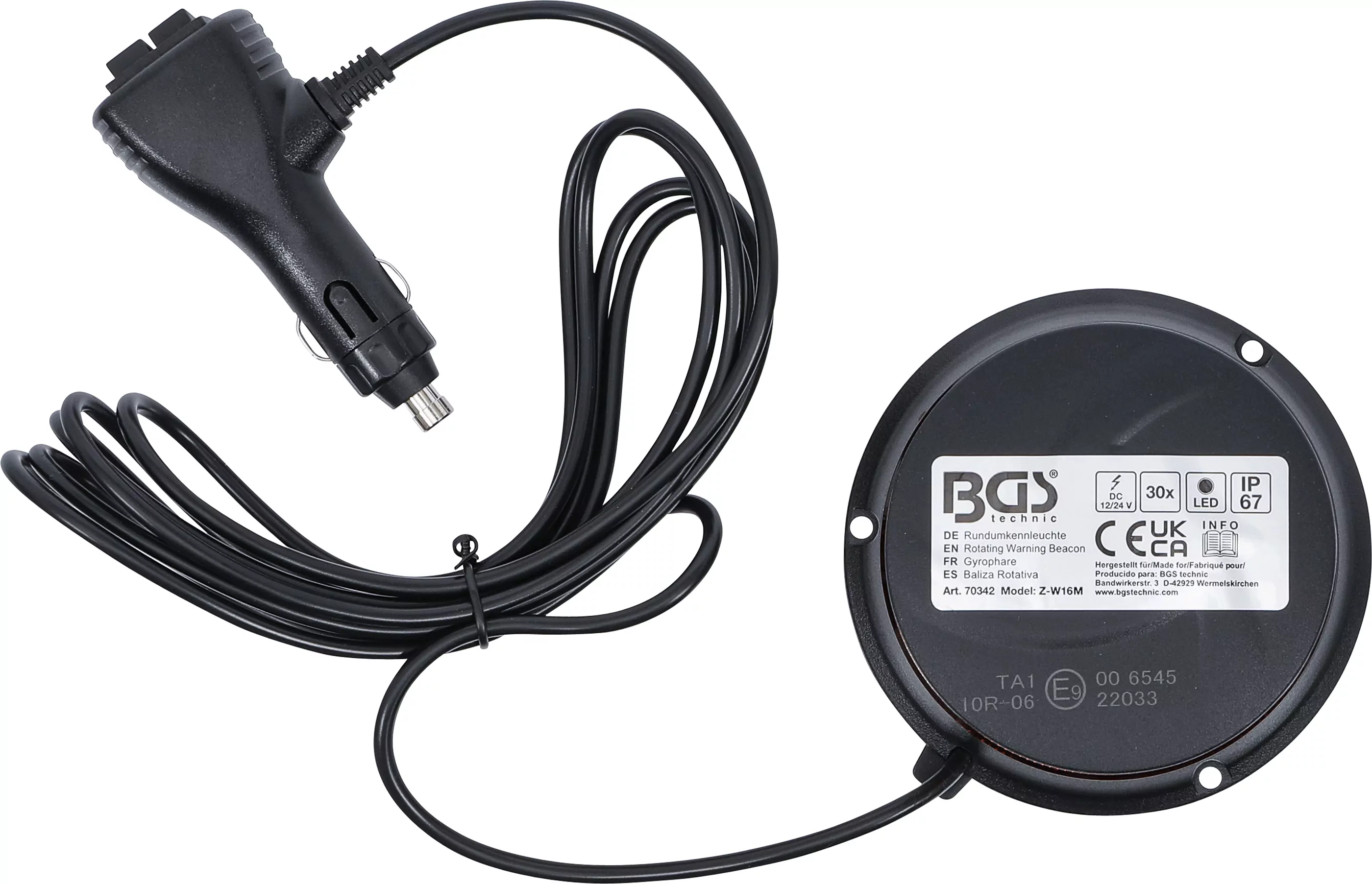 Rundumkennleuchte | gelb | mit Magnet | 12 V / 24 V | Ø 130 mm