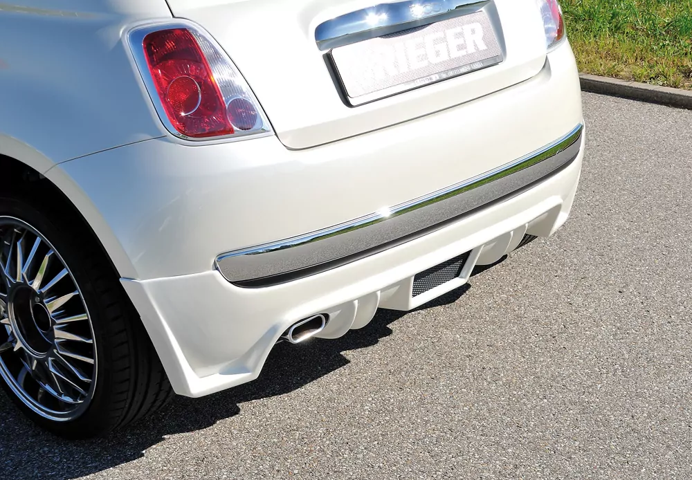 Rieger Heckschürzenansatz matt schwarz für Fiat 500 (312) 2-tür. 10.07-11.16