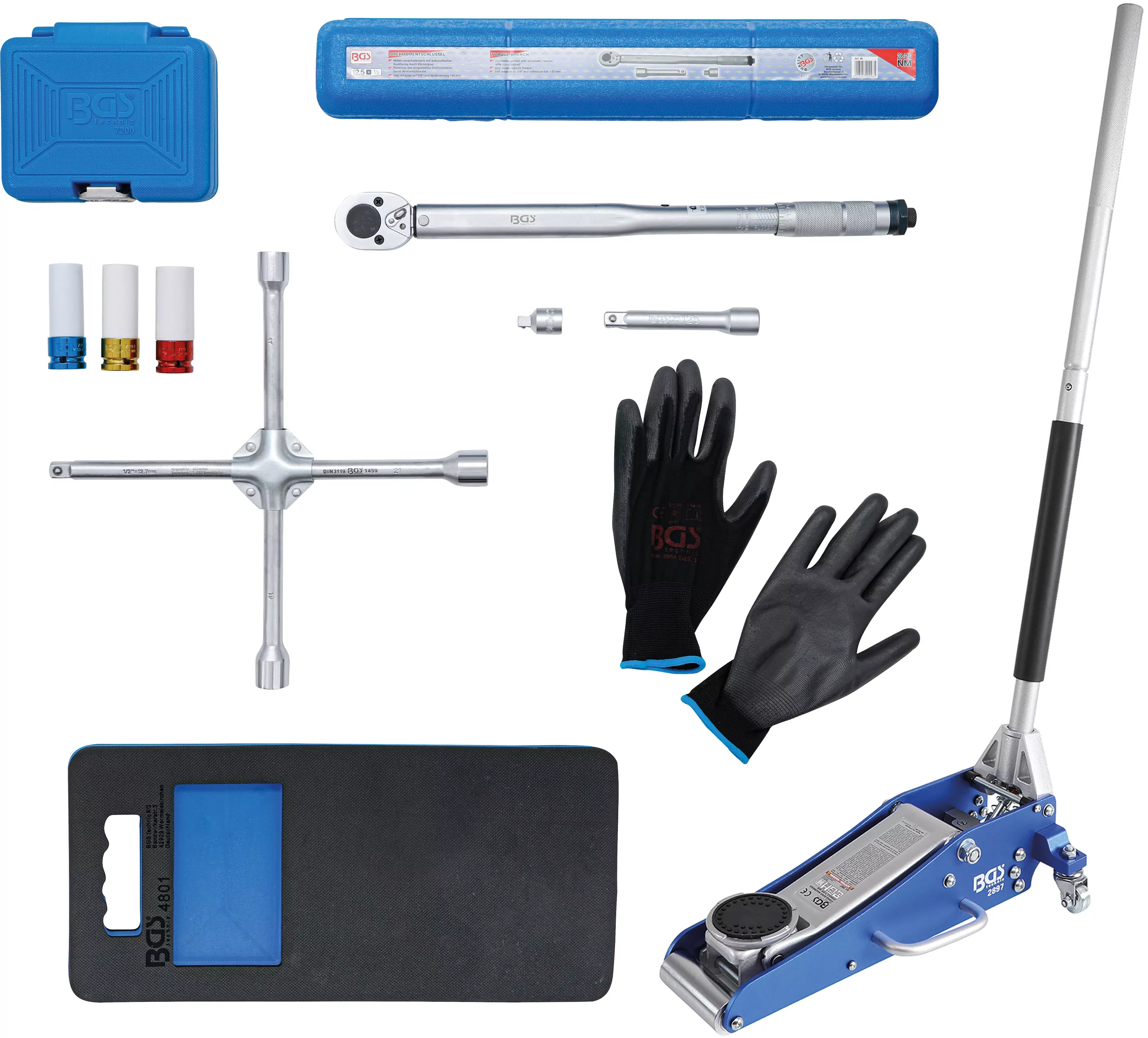 Radwechsel-Service-Satz mit Rangier-Wagenheber 1,5 t | 10-tlg.