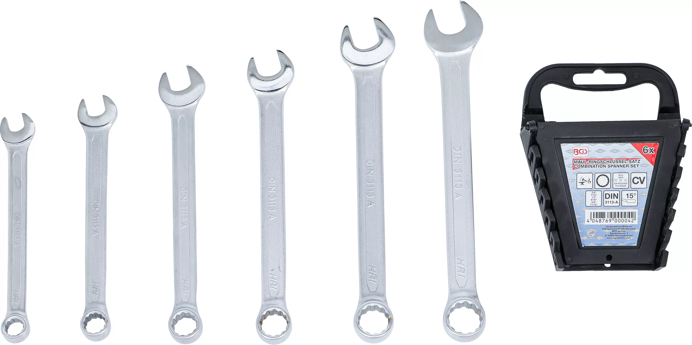 Maul-Ringschlüssel-Satz | Zollgrößen | SW 3/8" - 11/16" | 6-tlg.