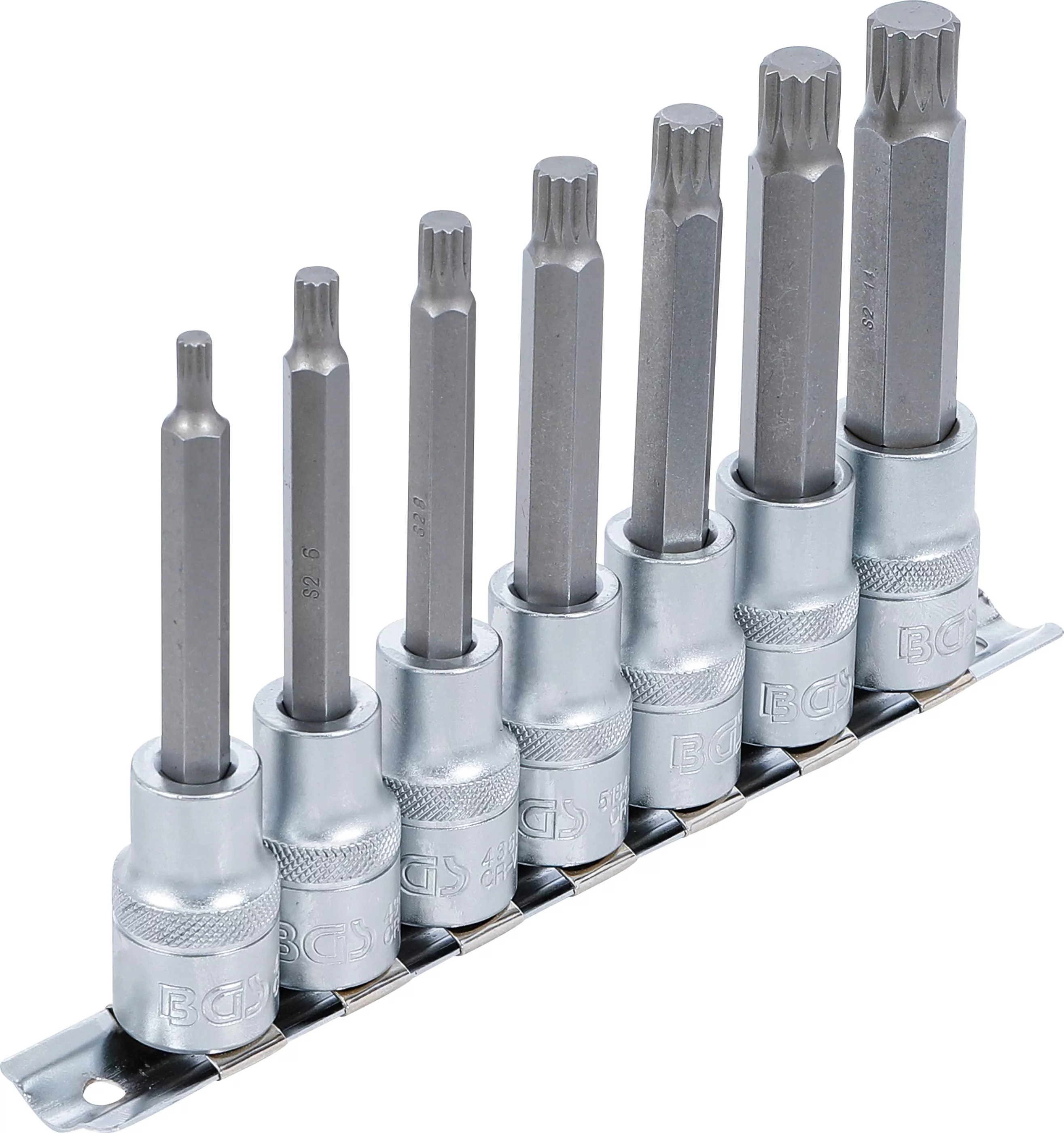 Bit-Einsatz-Satz | Antrieb Innenvierkant 12,5 mm (1/2") | Innenvielzahn (für XZN) M5 - M14 | 7-tlg.