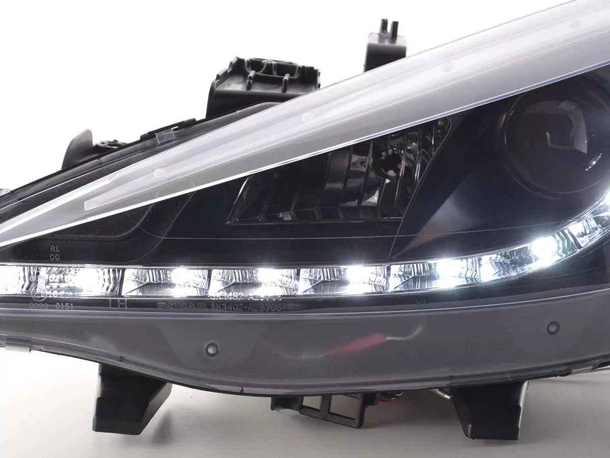 Scheinwerfer Set Daylight LED Tagfahrlicht Peugeot 207 Bj. 06- schwarz