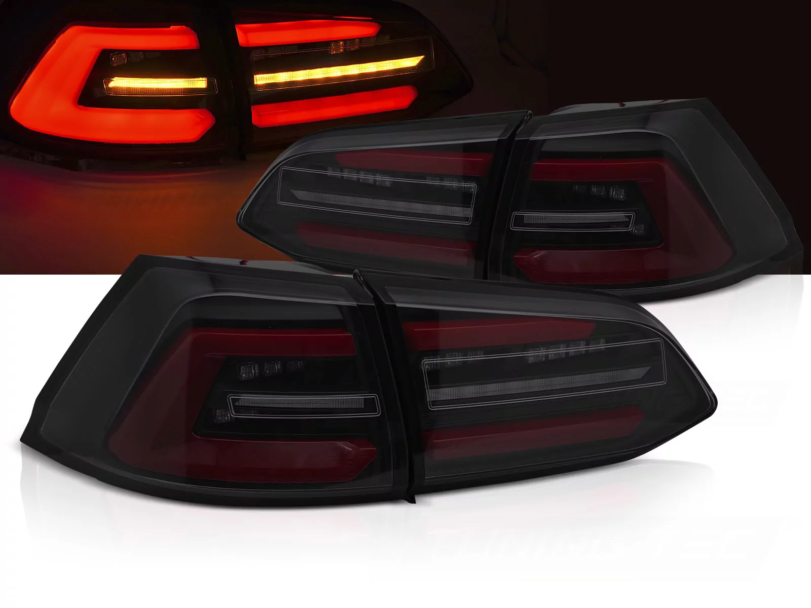Led Tail Lights Black Smoke W/redseq Fits Vw Golf 7 17-19 Sw