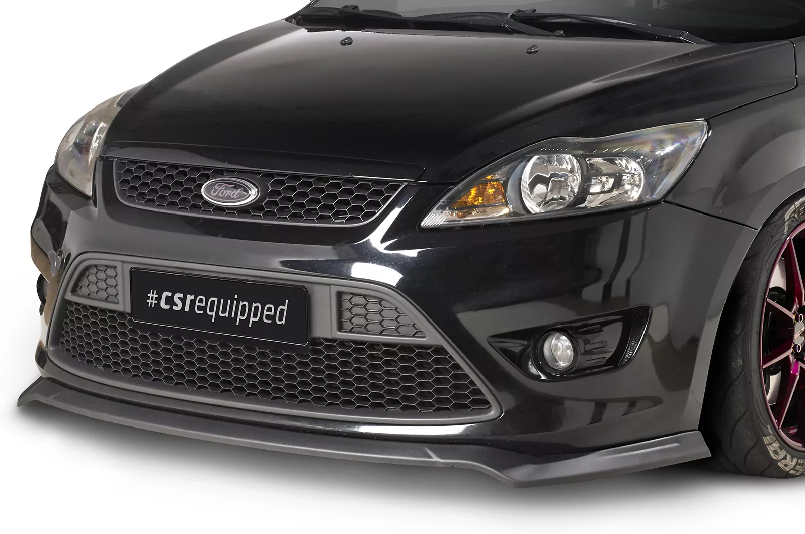 Cup-Spoilerlippe mit ABE für Ford Focus MK2 ST CSL509 Schwarz Strukturiert