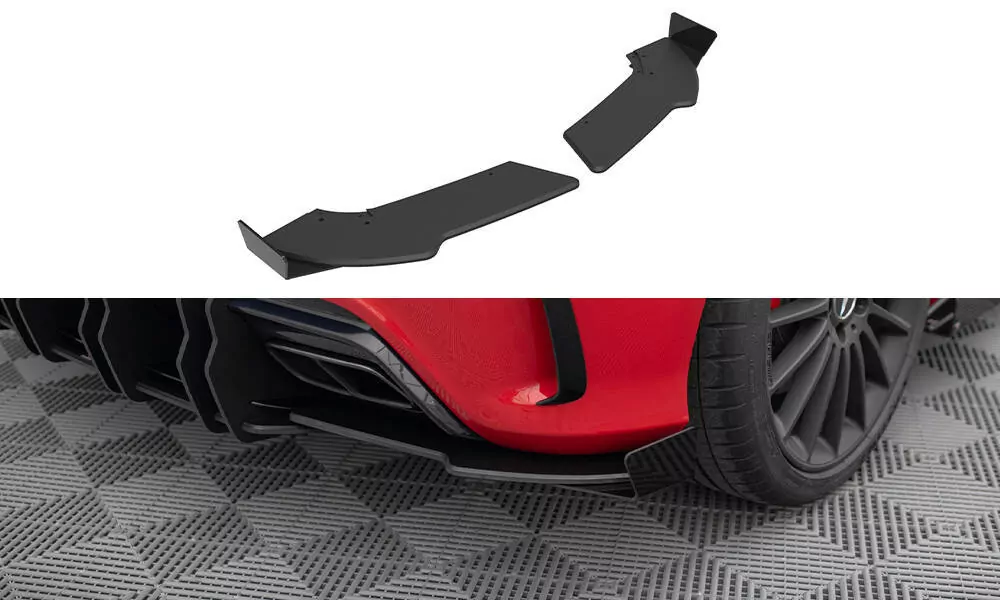 Street Pro Heck Ansatz Flaps Diffusor +Flaps Für Mercedes-Benz A 45 AMG W176 Facelift Schwarz Hochglanz