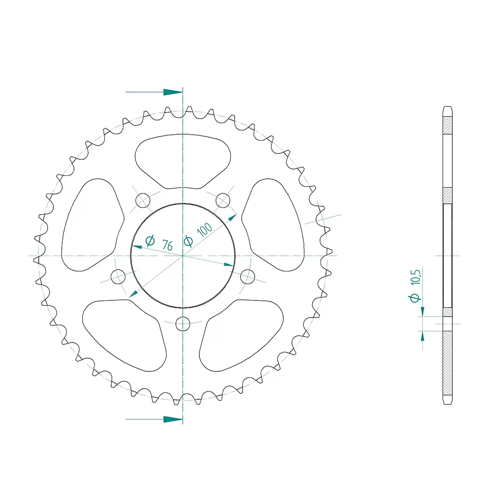 Kettenrad Stahl 43 Zähne Teilung 525