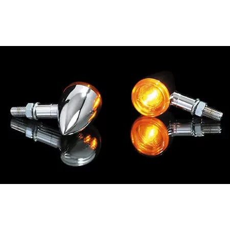 HIGHSIDER smart Bullet Light Glühlampen Blinker Gehäuse Chrom / Linse Orange (Paar), Vorn & Hinten