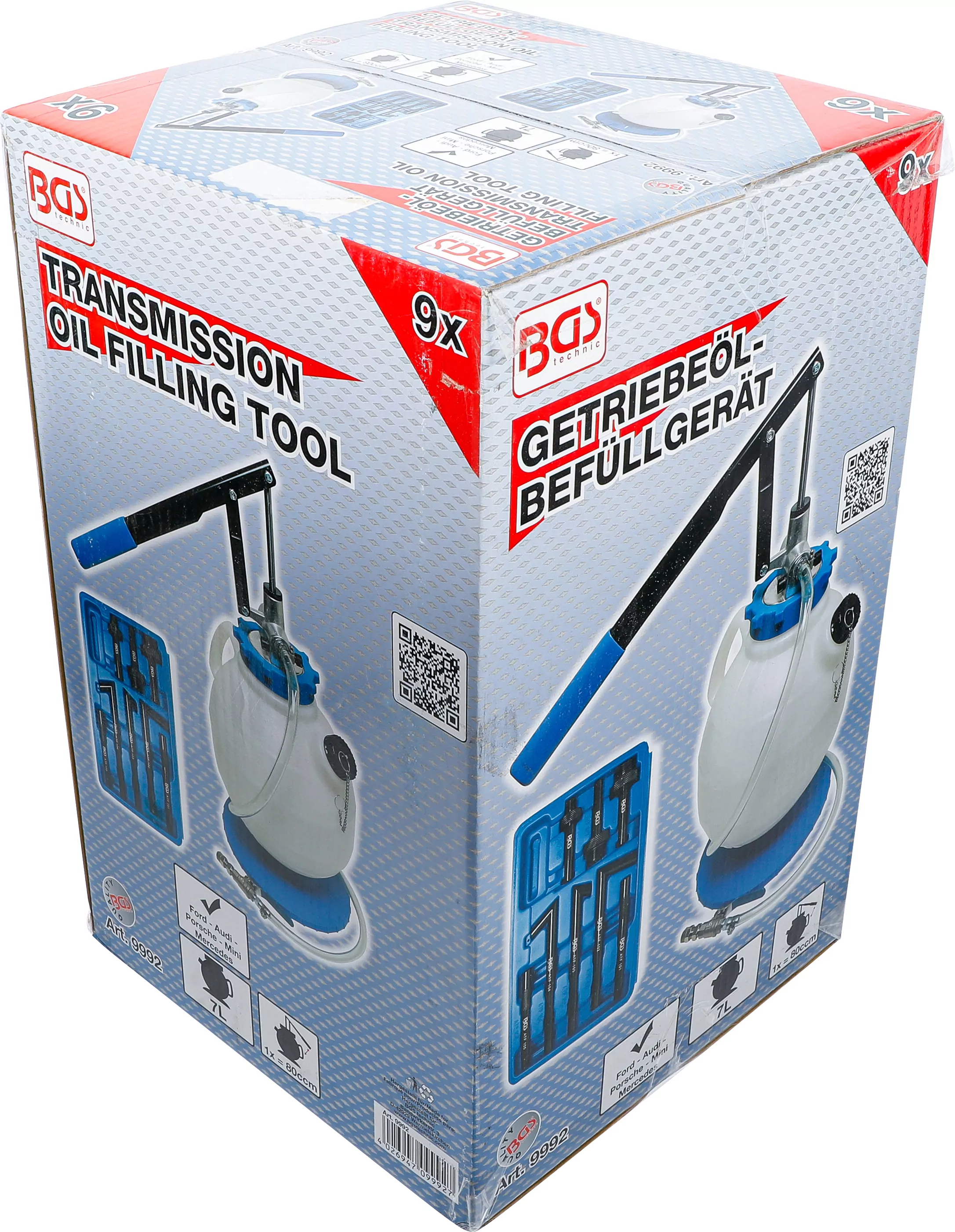 Getriebeöl-Befüllgerät mit Handpumpe | mit 8 Adaptern | 7 l