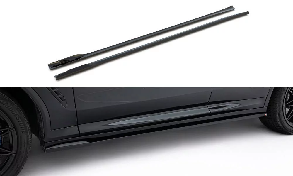 Seitenschweller Ansatz Für BMW X4 M-Paket G02 Facelift Schwarz Hochglanz