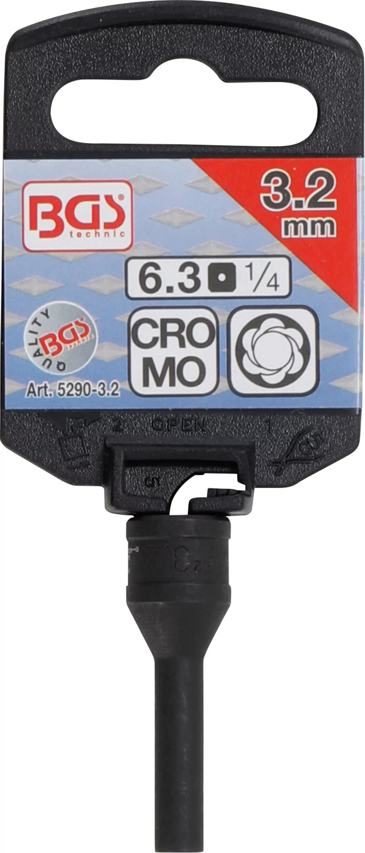 Abdreh-Einsatz für Glühkerzenelektrode | Antrieb Innenvierkant 6,3 mm (1/4") | SW 3,2 mm