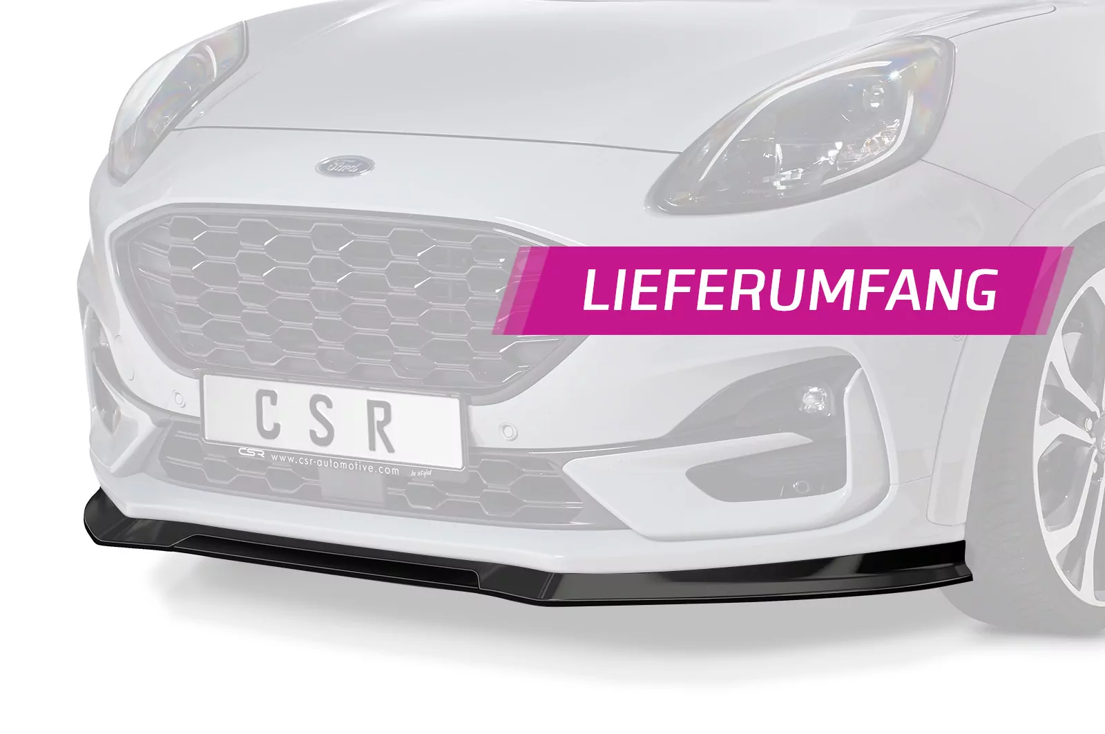 Cup-Spoilerlippe mit ABE für Ford Puma ST-Line CSL504 Schwarz Strukturiert