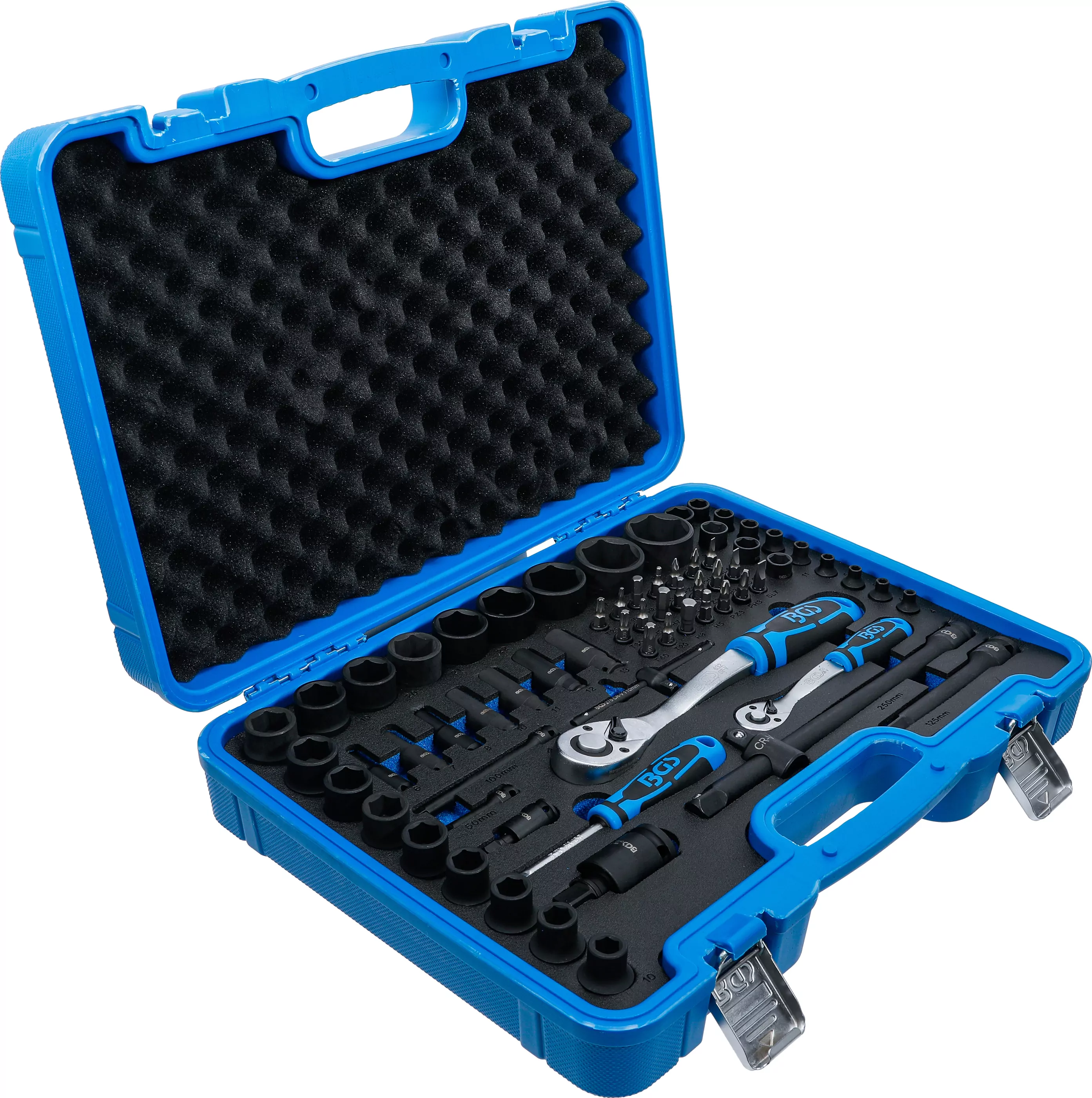 Kraft-Steckschlüssel-Satz Sechskant | 6,3 mm (1/4") + 12,5 mm (1/2") | 69-tlg.