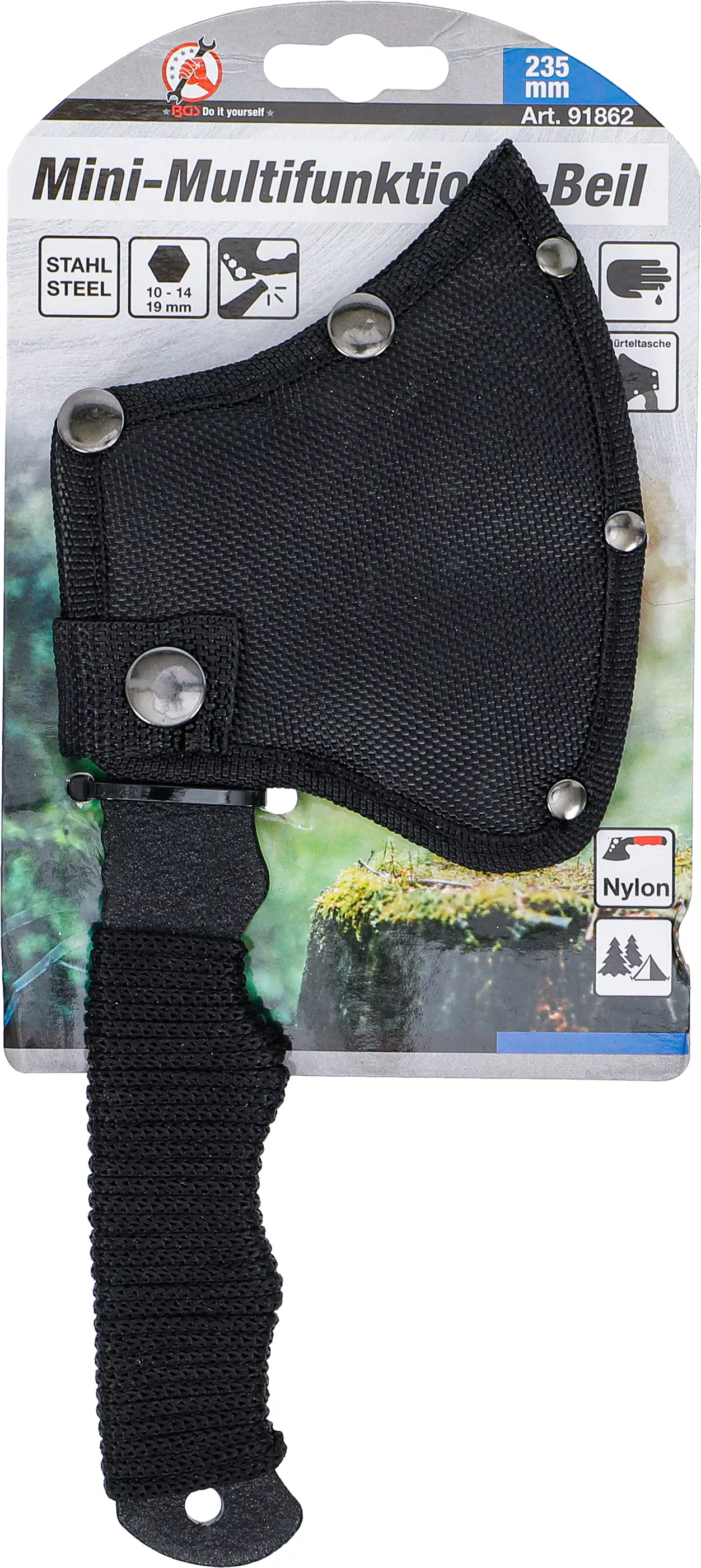 Mini-Multifunktions-Beil | Stubby | mit Flaschenöffner, Sechskant