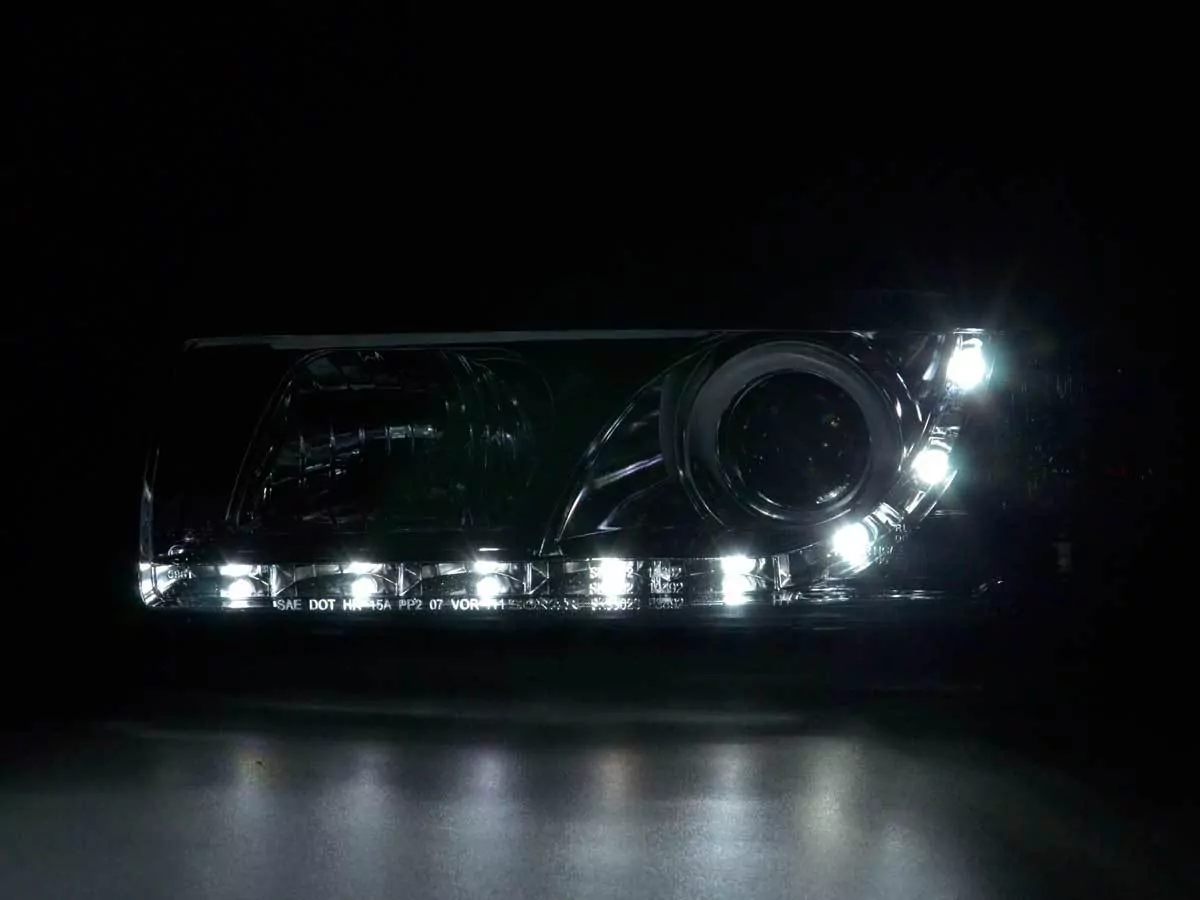 Scheinwerfer Set Daylight LED Tagfahrlicht BMW 3er E36 Limo/Touring chrom für Rechtslenker