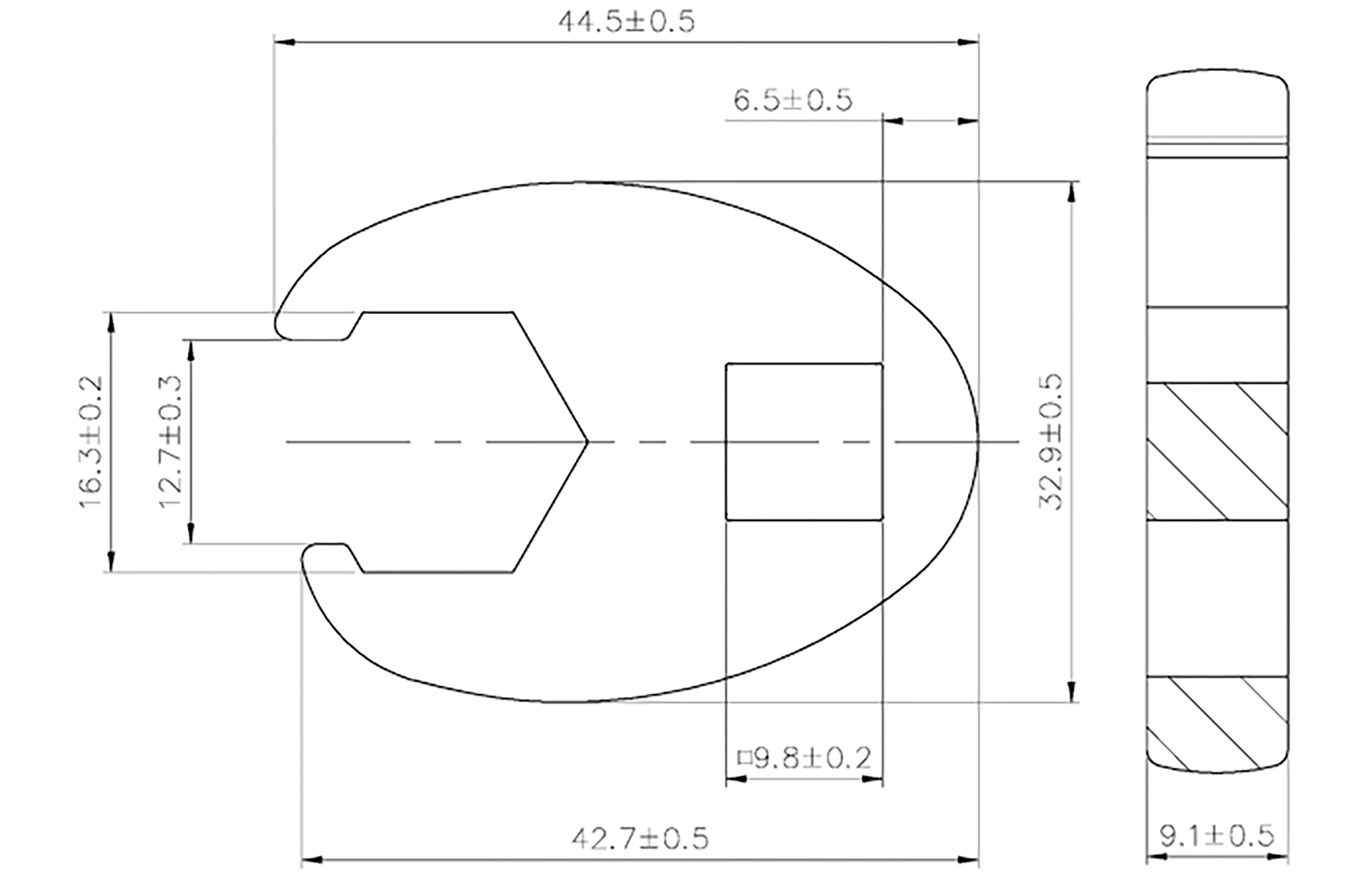 Hahnenfußschlüssel | Antrieb Innenvierkant 10 mm (3/8") | SW 16 mm