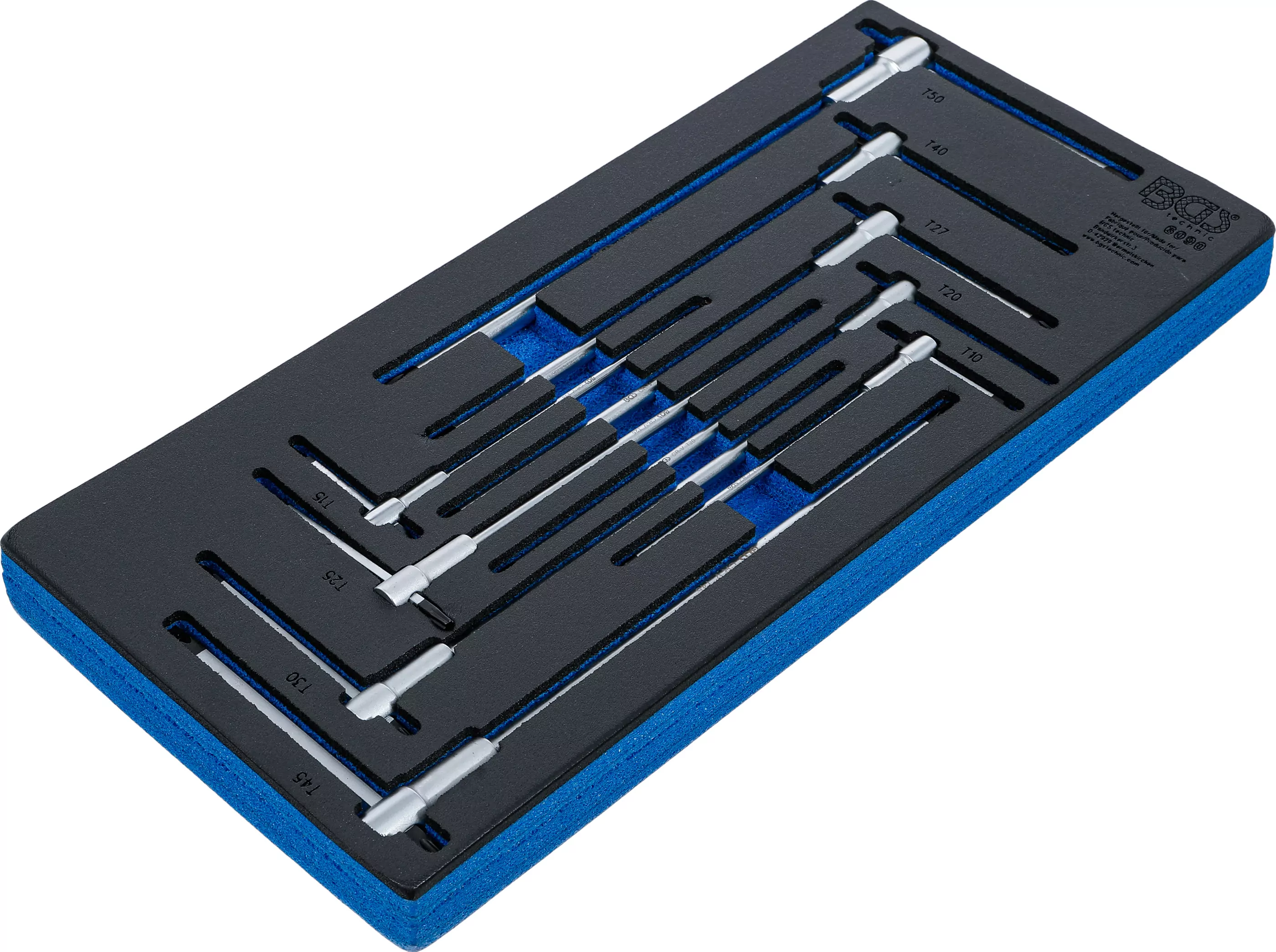 Werkstattwageneinlage 1/3: Schraubendreher-Satz mit T-Gleitgriff | T-Profil (für Torx) | T10 - T50 | 9-tlg.