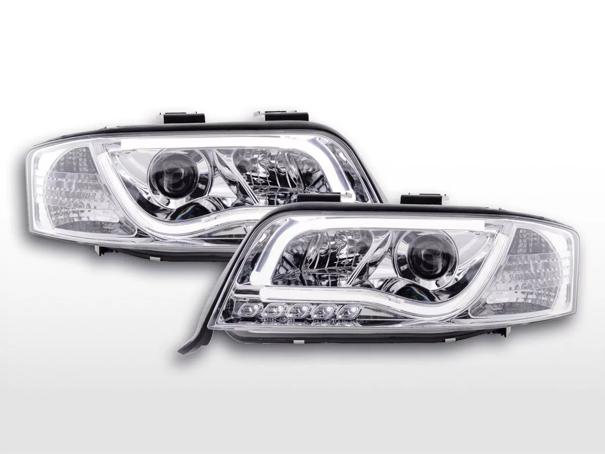 Scheinwerfer Set Daylight LED TFL-Optik Audi A6 Typ 4B Bj. 01-04 chrom für Rechtslenker