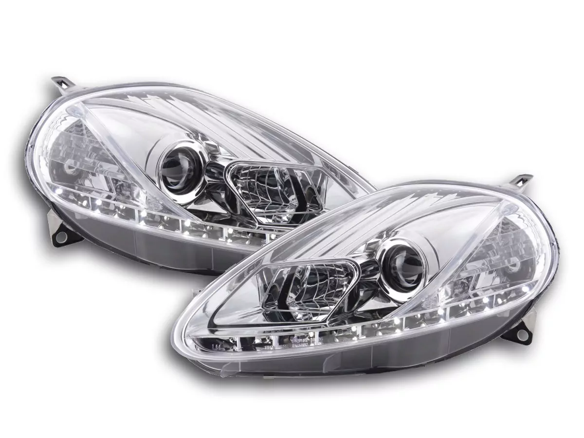 Scheinwerfer Set Daylight LED TFL-Optik Fiat Grande Punto Typ 199 Bj. 05-08 chrom