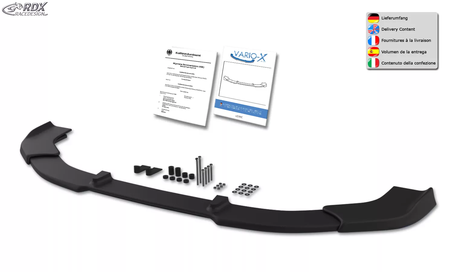 RDX Frontspoiler VARIO-X für NISSAN Swift Sport RZ/AZ 2018+ Frontlippe Front Ansatz Vorne Spoilerlippe