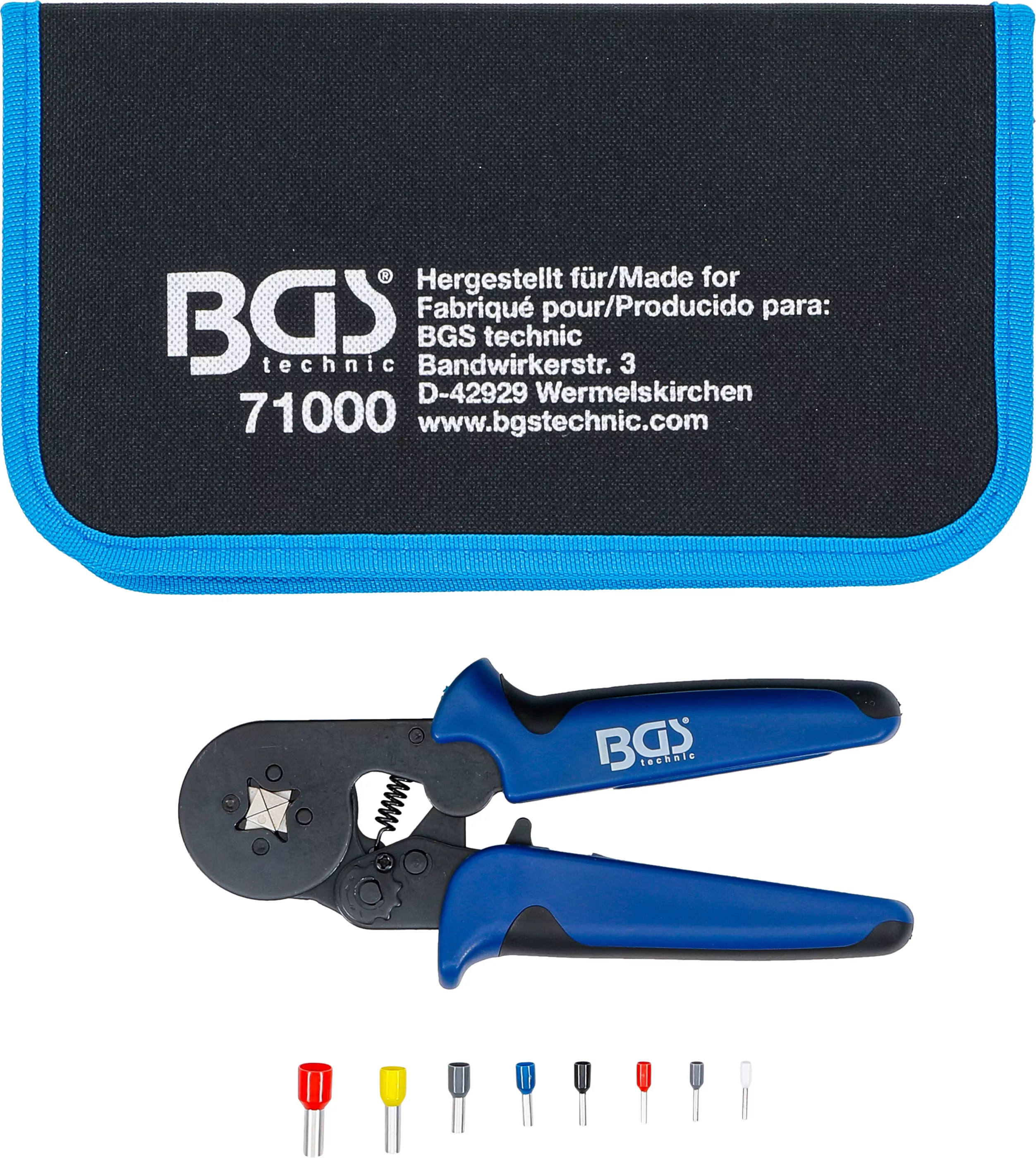 Crimpzange für Aderendhülsen 0,25 - 10 mm² | mit Aderendhülsen-Sortiment 0,5 - 10 mm²