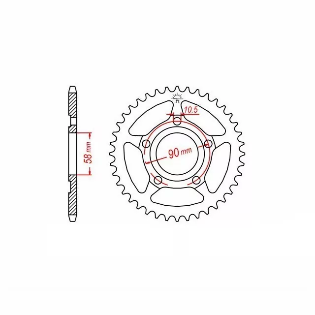 Kettenrad Stahl 43 Zähne Teilung 520
