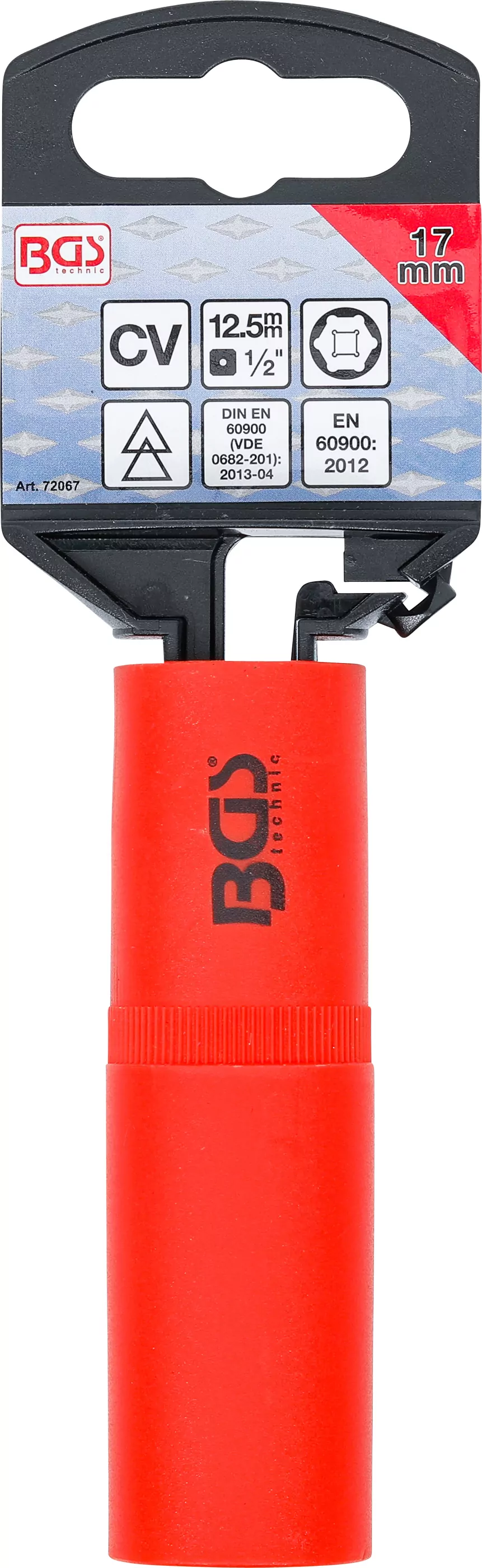 VDE-Steckschlüssel-Einsatz Sechskant | Antrieb Innenvierkant 12,5 mm (1/2") | SW 17 mm