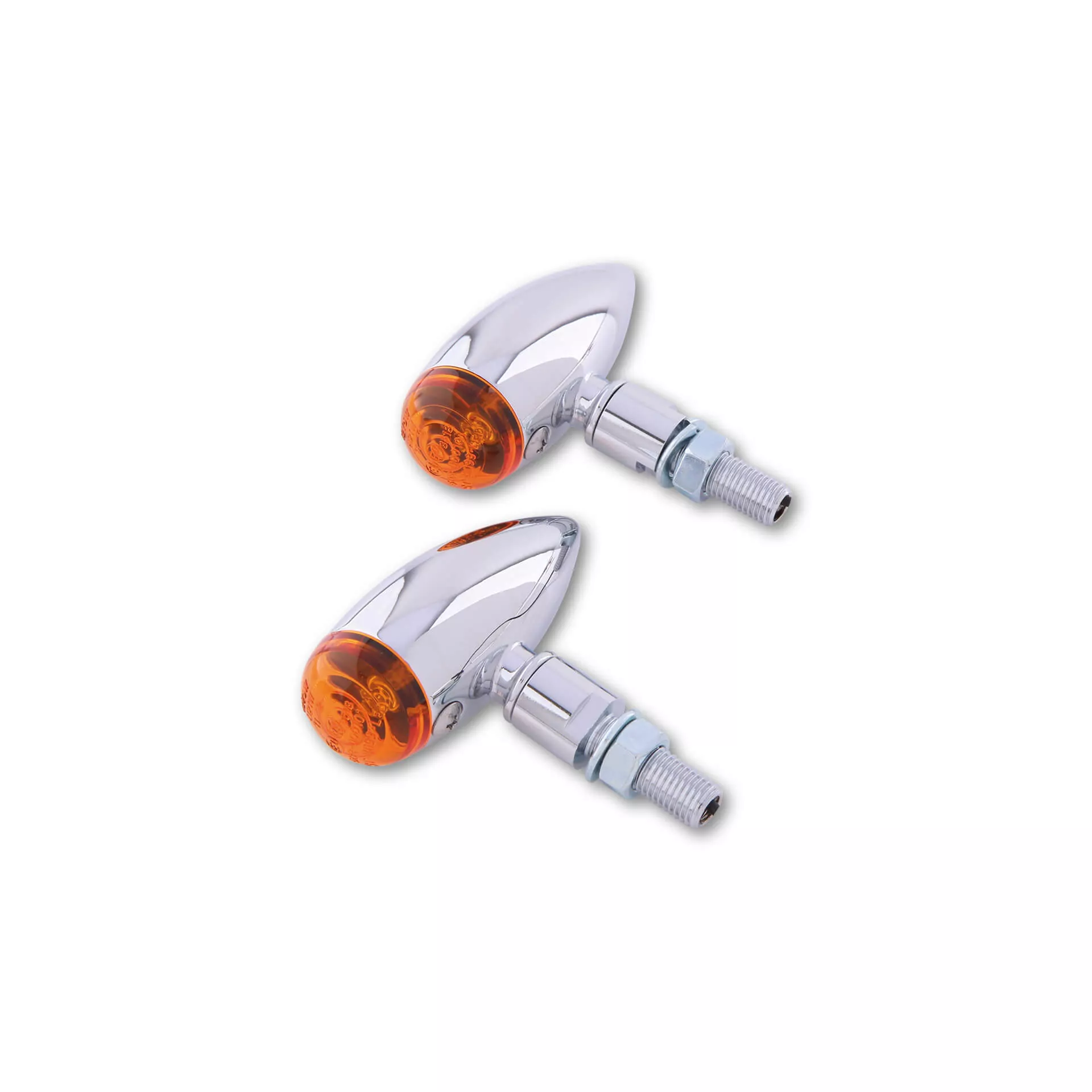 HIGHSIDER smart Micro-Bullet Glühlampen Blinker Gehäuse Chrom / Linse Orange (Paar), Vorn & Hinten