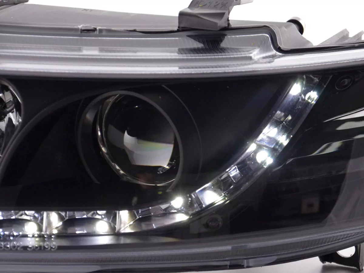 Scheinwerfer Set Daylight LED TFL-Optik Seat Leon Typ 1M Bj. 99-05 schwarz