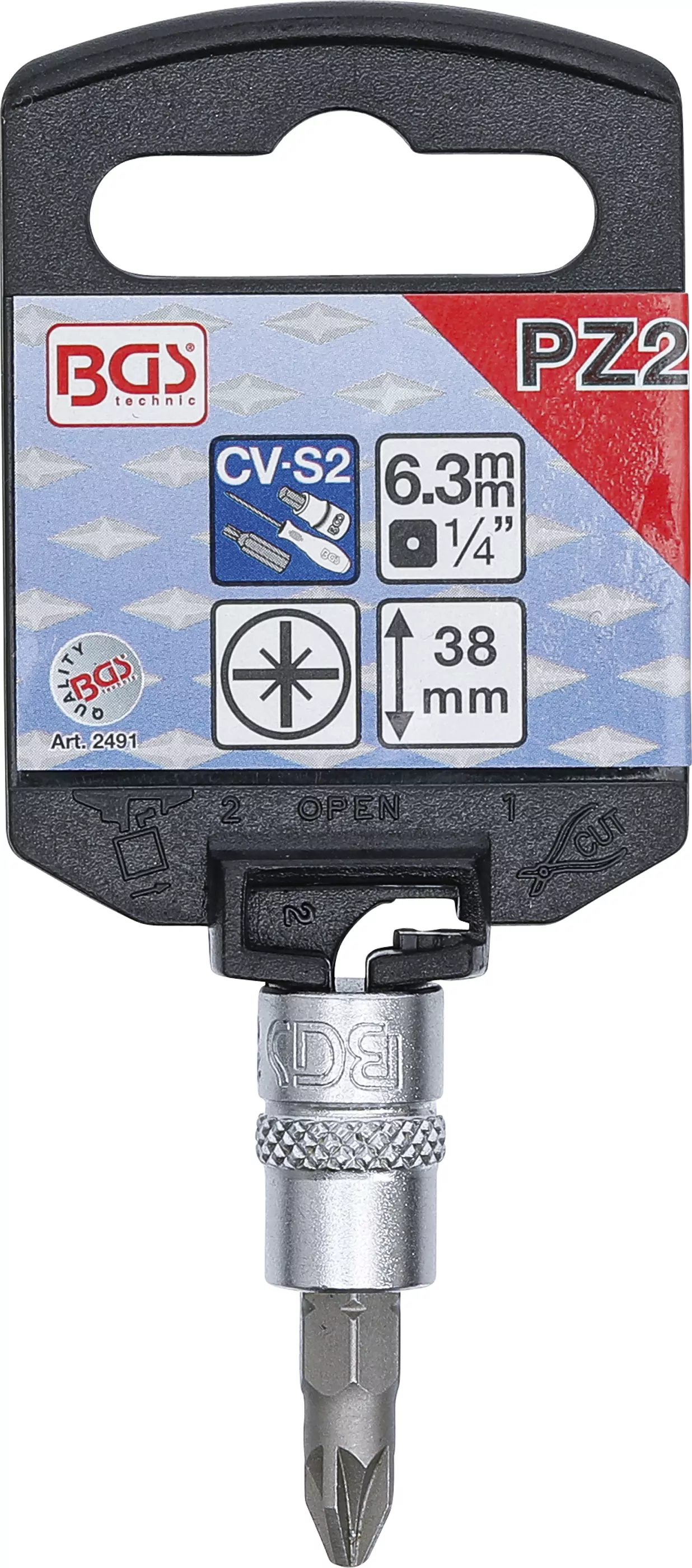 Bit-Einsatz | Antrieb Innenvierkant 6,3 mm (1/4") | Kreuzschlitz PZ2