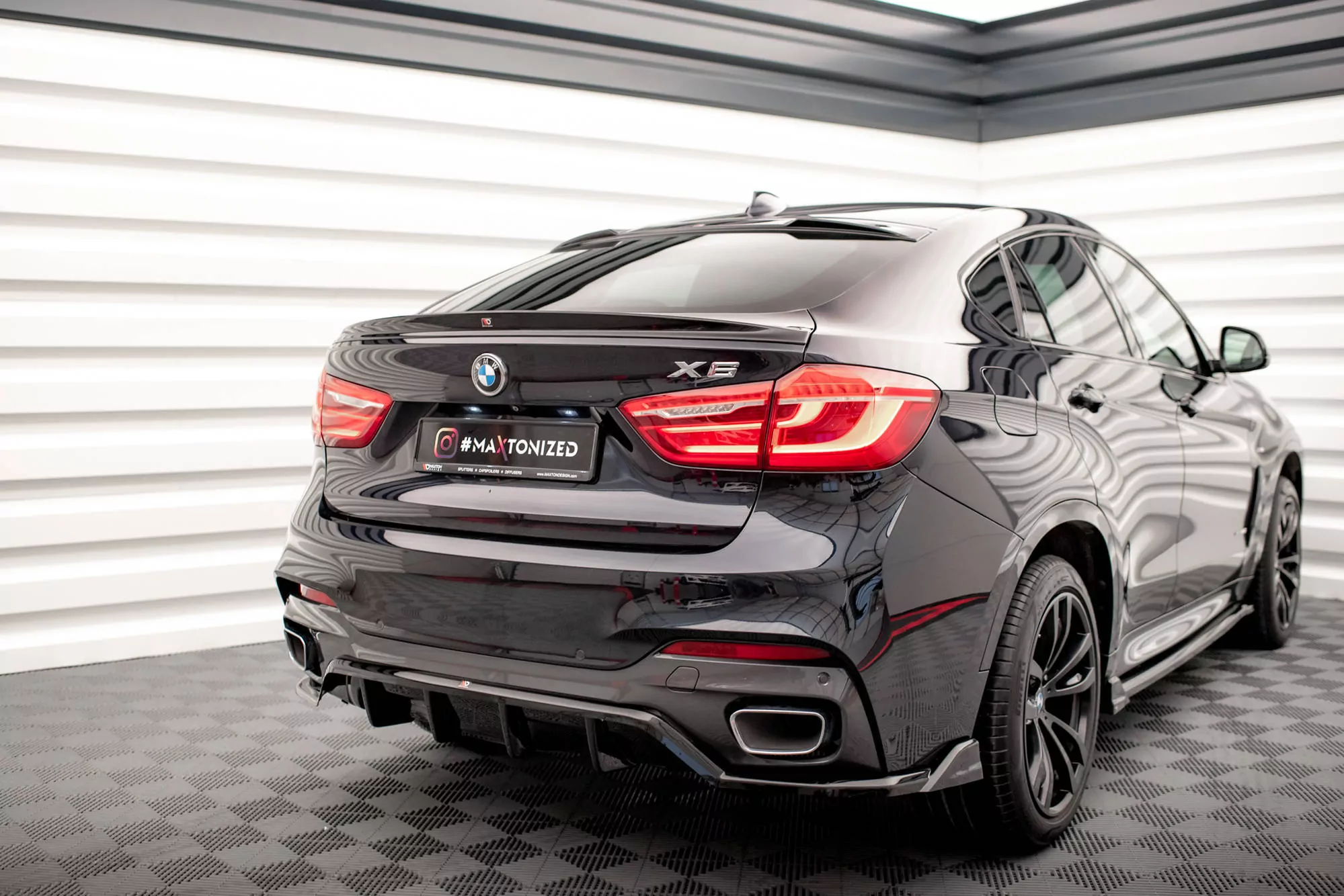 3D Spoiler CAP V.2 Für BMW X6 F16 M-Paket / X6 M F86 Schwarz Hochglanz