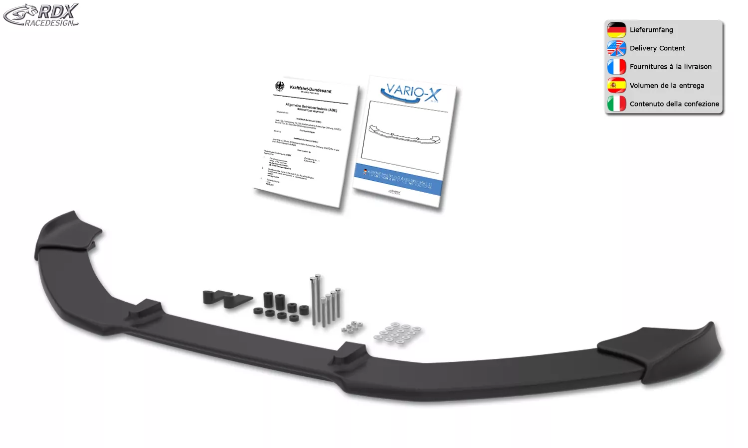 RDX Frontspoiler VARIO-X für VW Polo 6R WRC Frontlippe Front Ansatz Vorne Spoilerlippe