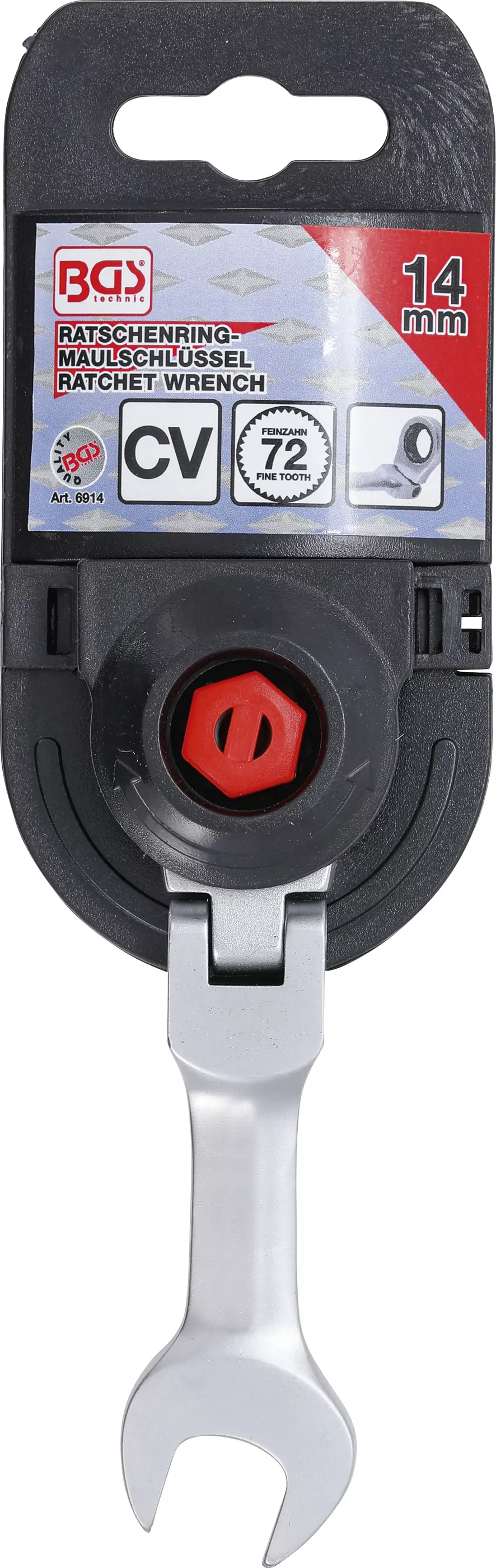 Ratschenring-Maulschlüssel | kurz | abwinkelbar | SW 14 mm