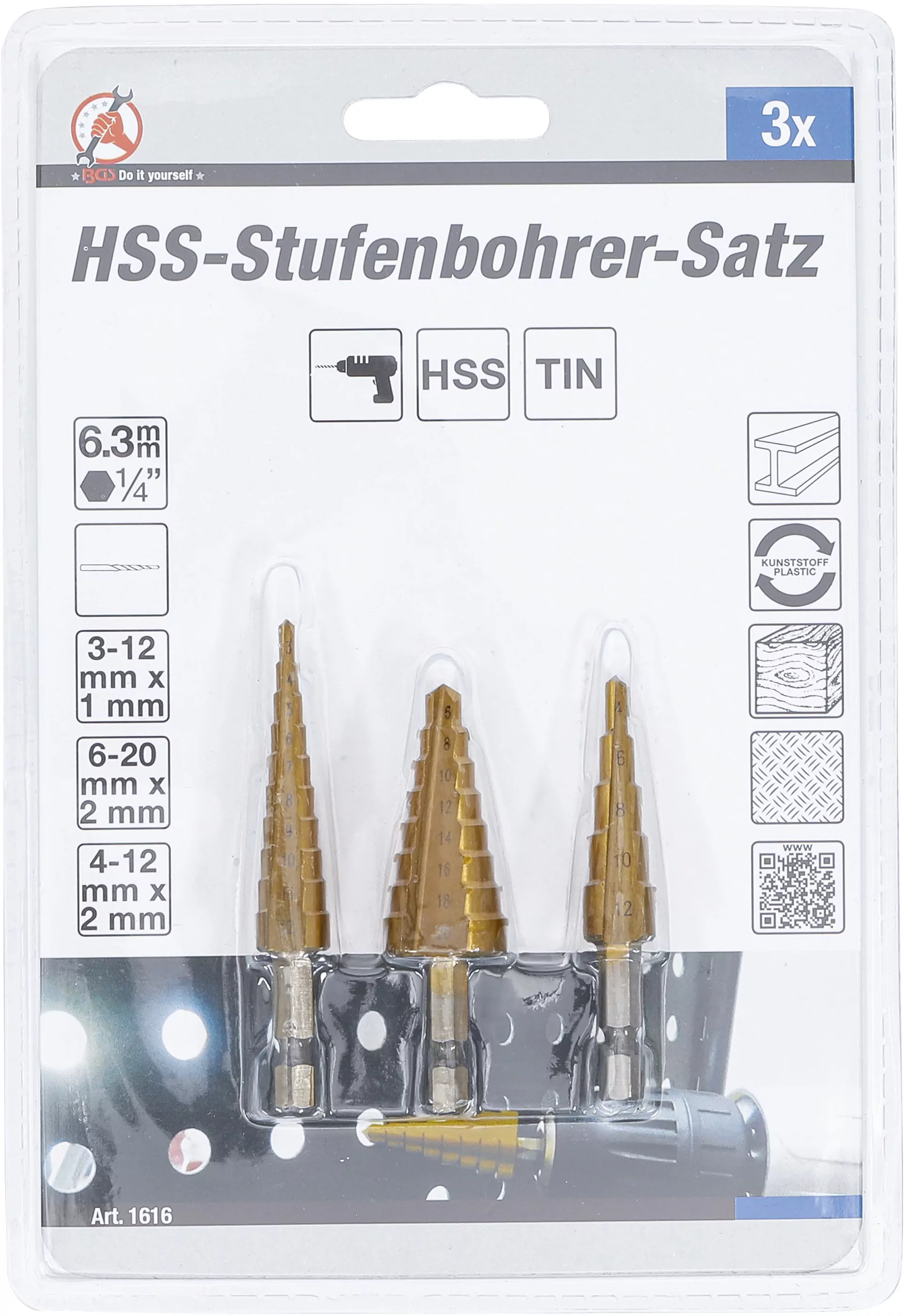 HSS-Stufenbohrer-Satz | 3 - 20 mm | 3-tlg.