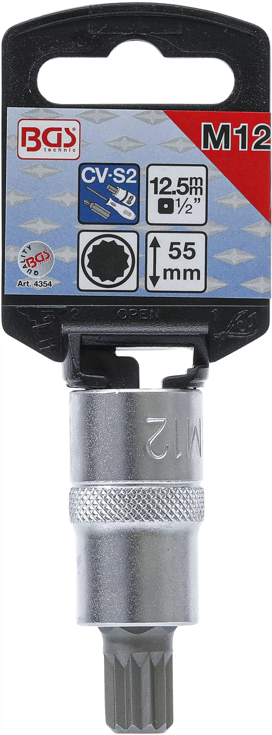 Bit-Einsatz | Antrieb Innenvierkant 12,5 mm (1/2") | Innenvielzahn (für XZN) M12