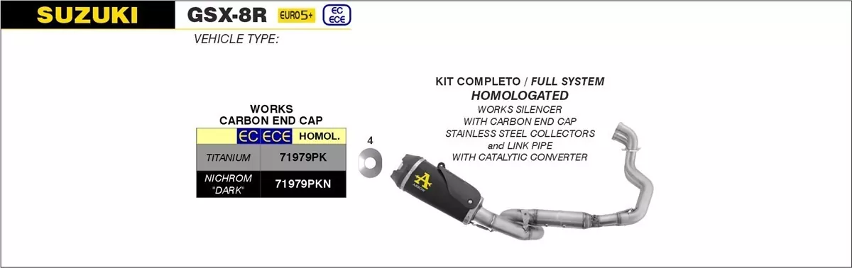 ARROW WORKS Titan Mit Carbonendkappe SUZUKI GSX-8 R 2024