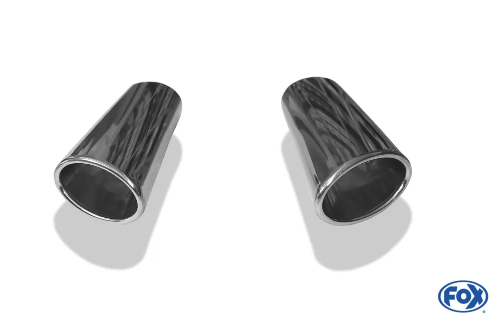 Anschweißendrohr Typ 38 - Rechts & Links  106x71 mm / Länge: 300 mm - oval  - 1x seitlich nach rechts und 1x seitlich nach links abgeschrägt / eingerollt / ohne Absorber