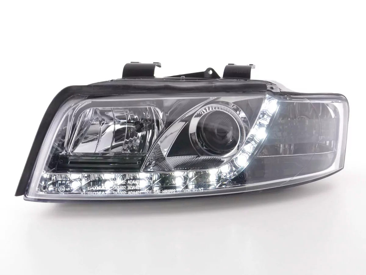 Scheinwerfer Set Daylight LED Tagfahrlicht Audi A4 Typ 8E Bj. 01-04 chrom